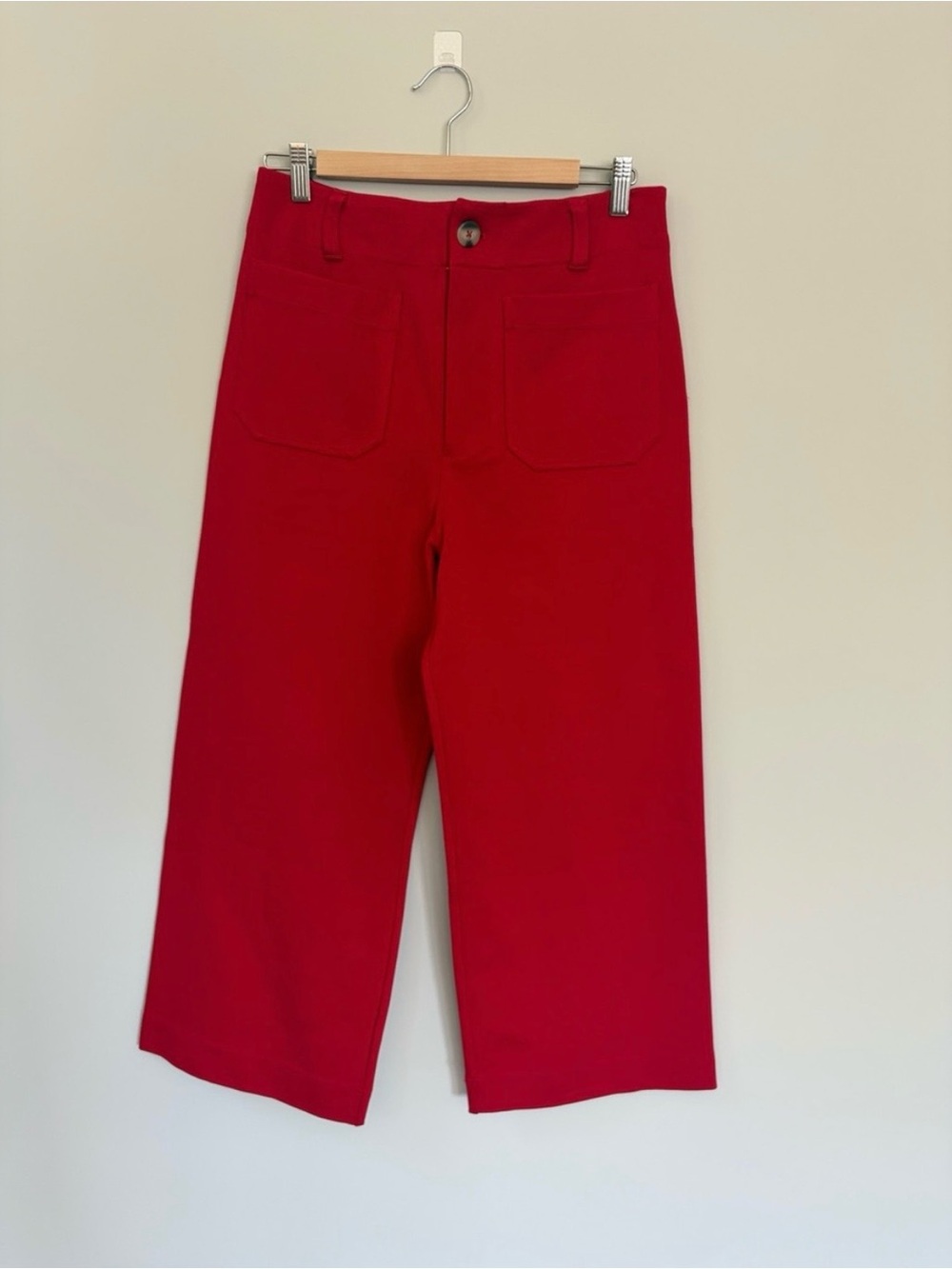 Maeve Colette Bright Red Wide-Leg Cropped Pants